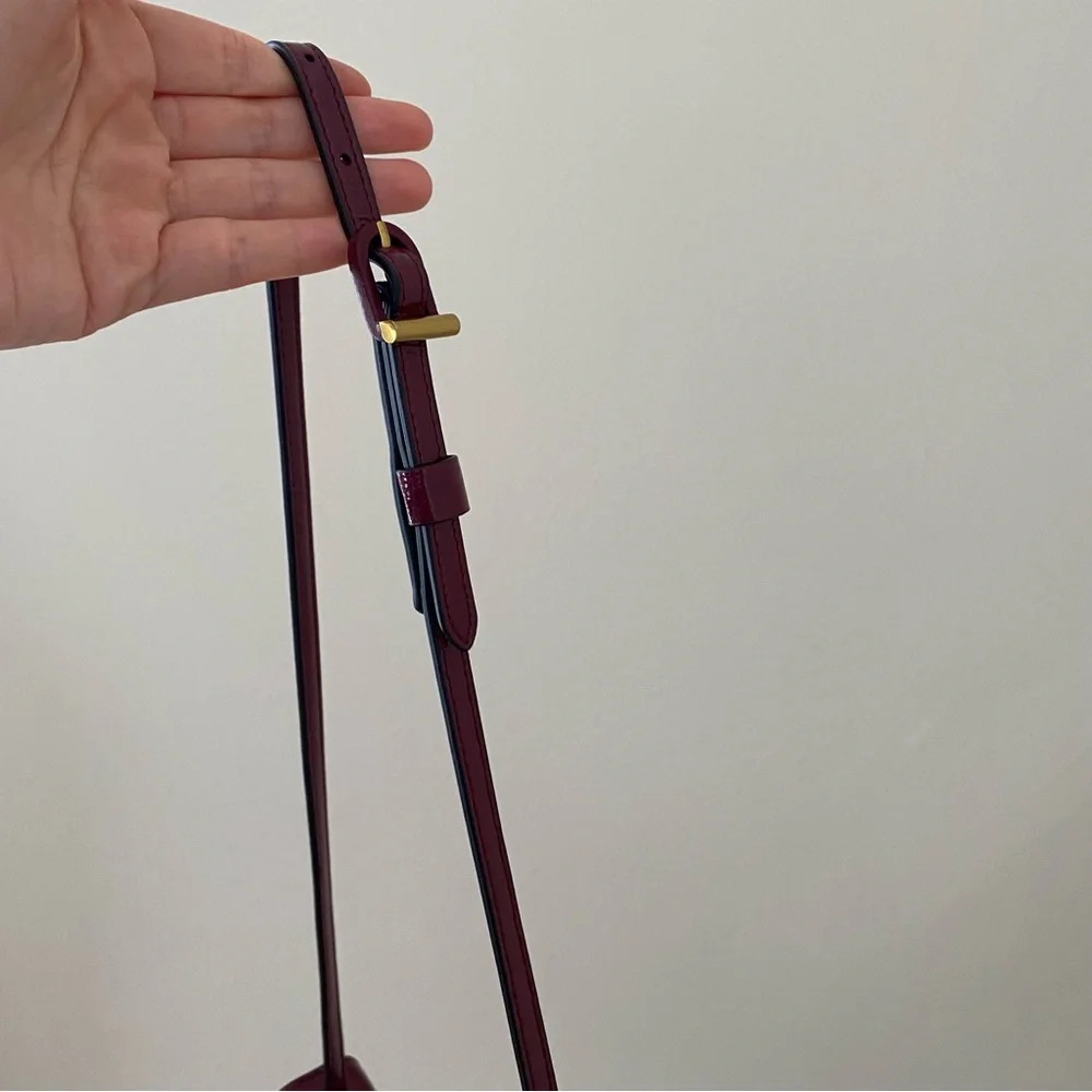 Tory Burch Burgundy Wine Red Maroon Patent Leather Shoulder Bag